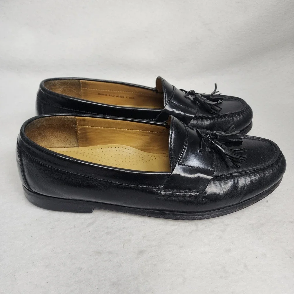 Cole Haan Pinch 03506 Men 8.5D Loafer Black Leather Tassel Moc Toe Slip On Shoes